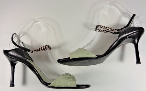 Chanel women's light grey sandals with chain ankle strap EU 39 (US 8 1/2) - Picture 9 of 12