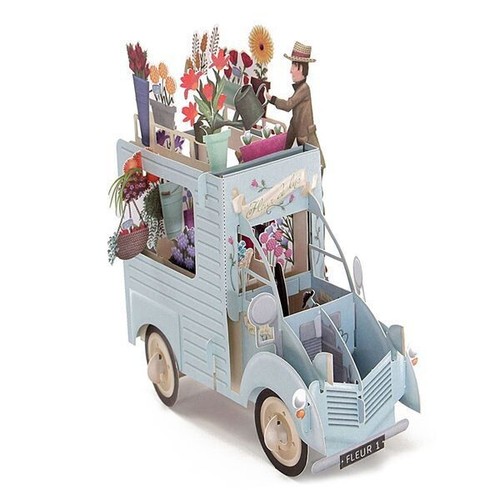 3D Pop Up Happy Birthday Greeting Card CAR FLOWER FAMILY FRIEND LOVER TEACHER - Picture 4 of 4