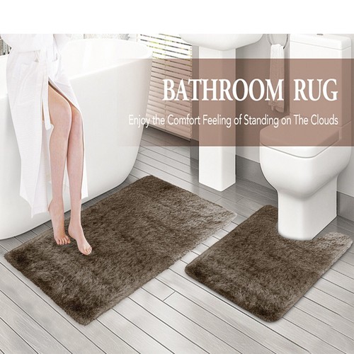 Luxury 2Piece Bath Mat Ultra Soft Bathroom Rug Anti Slip Toilet Rug Pedestal Set - Picture 22 of 50
