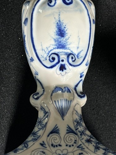 Pair Dutch Blue and White Painted Faience Delft Candle Holders 10” - Picture 18 of 22