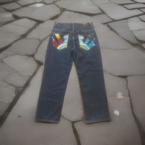 Rocawearbig Legged Jeans With Embroidered Back Pockets Mens