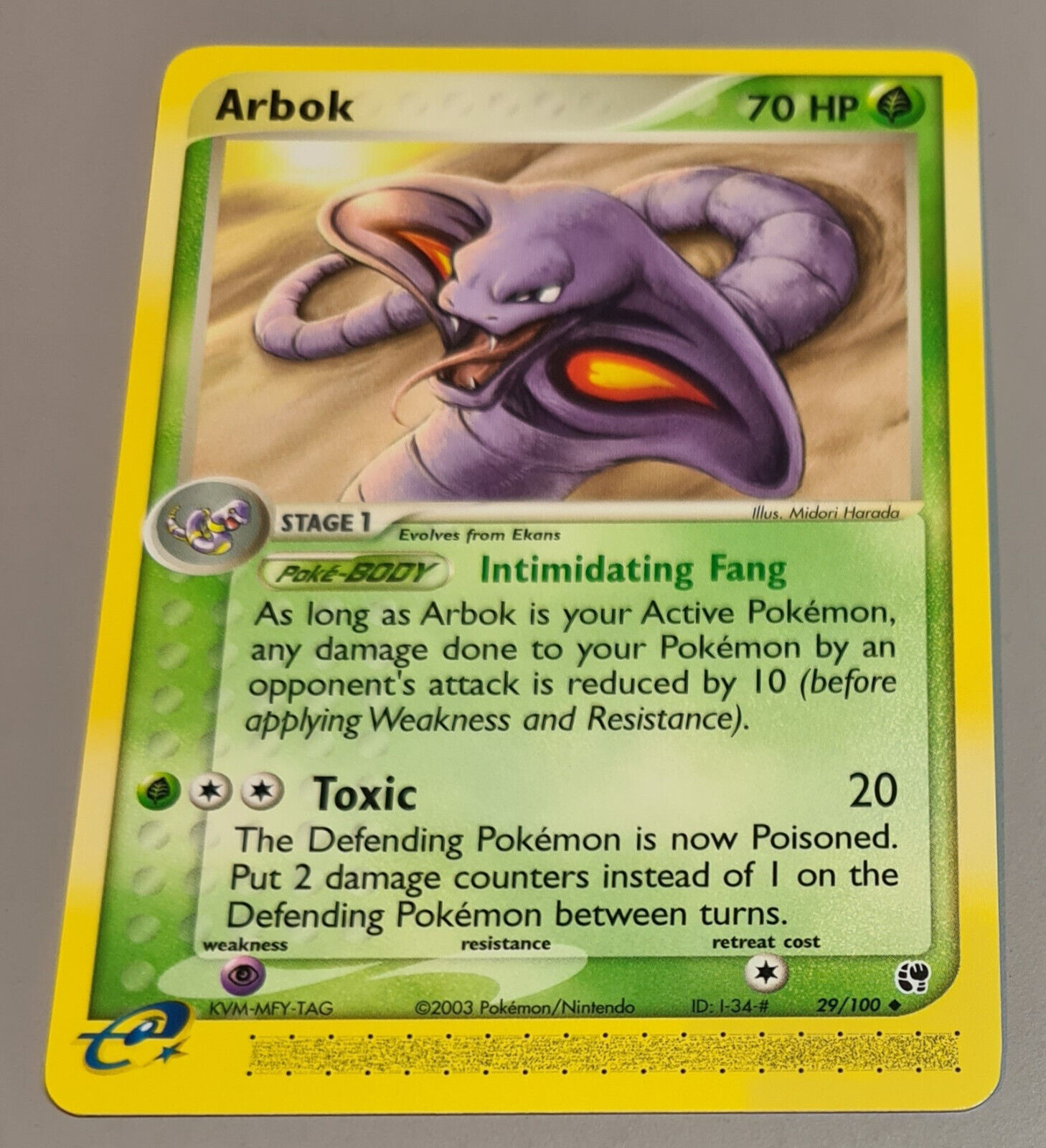 Arbok # 29/100 Uncommon from EX Sandstorm 2003 Pokemon English Mint Vintage