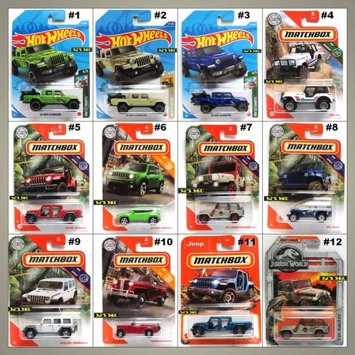 Lot de 12 boîtes d'allumettes Hot Wheels Jeeps U-Pick gladiateur Wrangler Renegade Willys neuf - Photo 1 sur 13