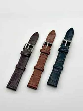 Genuine Leather Watch Strap Band Alligator Grain Semi Shine Classic