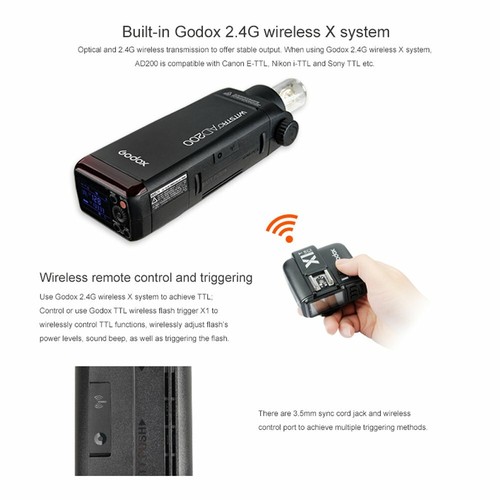 US Godox AD200 TTL HSS 1/8000s 200W Speedlite Strobe Flash f Canon Nikon SONY - Picture 7 of 12