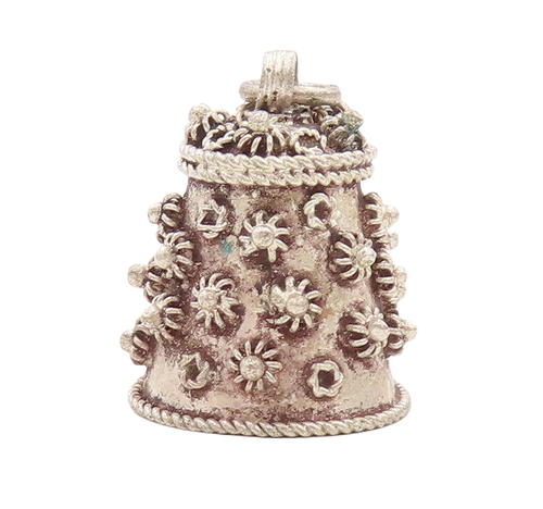 925 Sterling Silver Vintage Pendant Solid Coiled Floral Carved Tea Pot  PT23164 - Picture 1 of 6