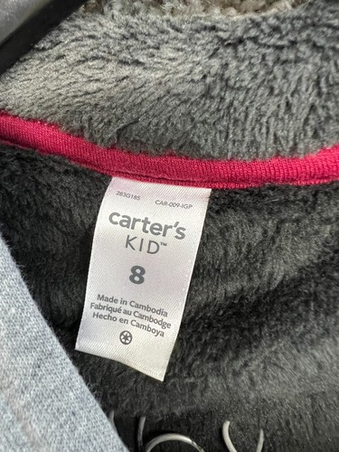 Carter's Kids Gray Hoodie Jacket Cozy Lining Full Zip Up Coat Boys Size 8 - Picture 2 of 9