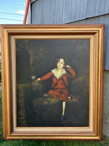 Original Oil Painting Art Portrait of Young Man Child Boy in Antique Style Dress - Picture 2 of 18