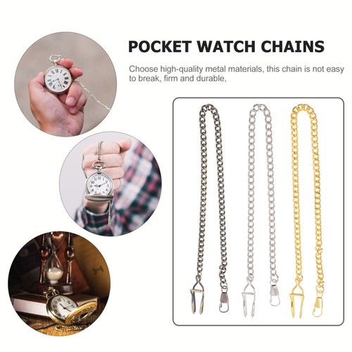 3 Piezas Reloj de Bolsillo Cadena Metal Niño Bordillo Eslabón Vintage Hágalo Usted Mismo Largo para Bolso - Imagen 12 de 12