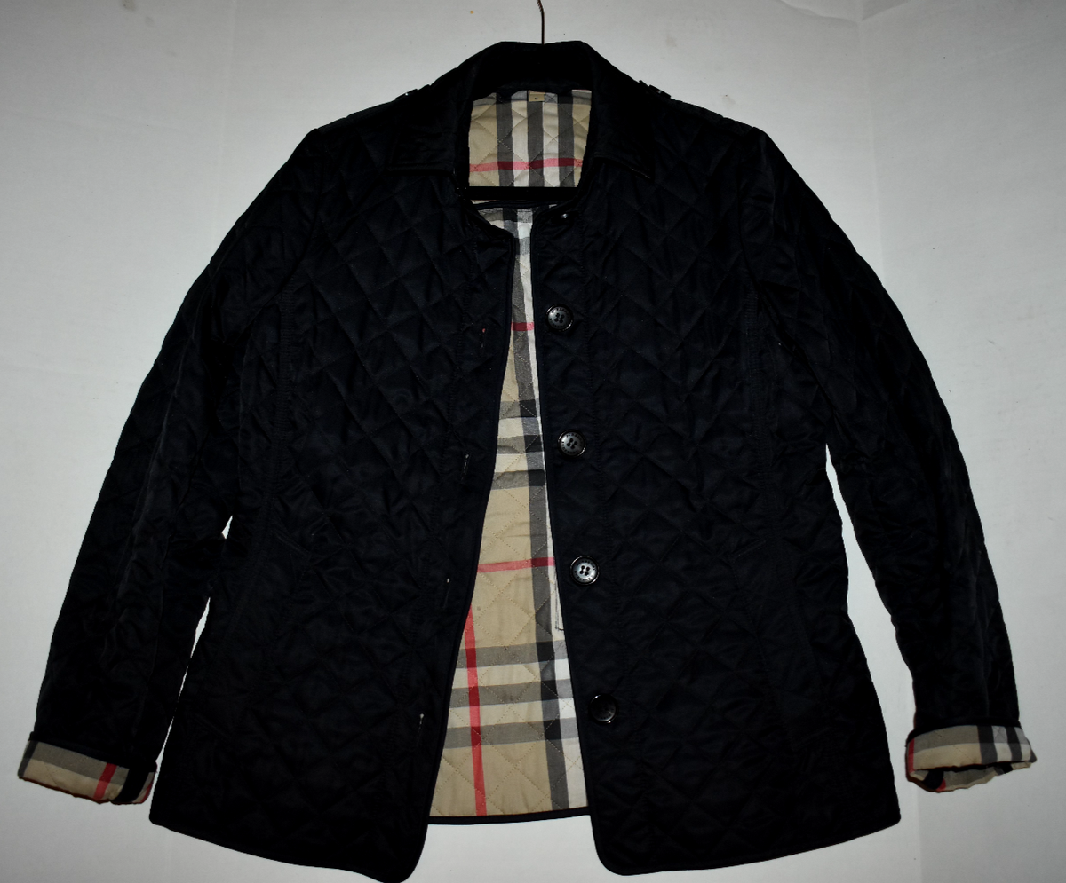 Burberry Womens Diamond Quilted Button Front Jacket In Navy