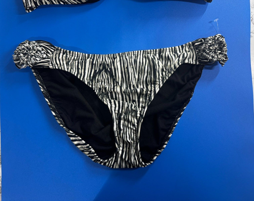 Cacique Swim 2 Piece Swimsuit 44D 16 Black White Zebra Macrame Plunge Underwire - Picture 4 of 15