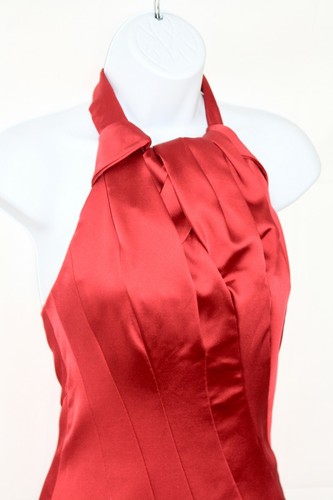 Karen Millen Red Satin Halterneck Special Occasion Cocktail Dress Uk 8. - Picture 7 of 10