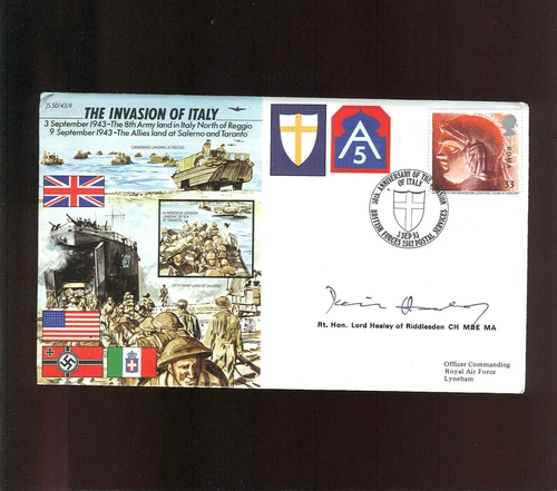 JS50/43/9 -  THE INVASION OF ITALY  1943 -   signed RAF WW2 comm. cover