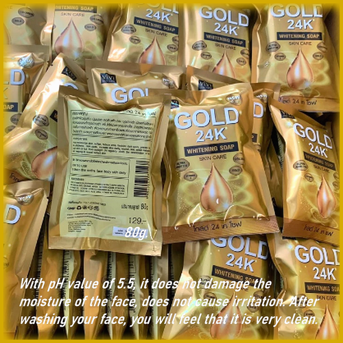 Barra facial aclaradora jabón oro 24K 80 g x3 - Fórmula natural antienvejecimiento piel blanca - Imagen 6 de 9