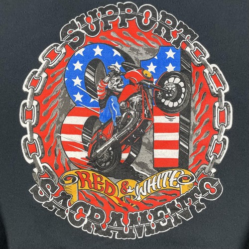 Support Red & White Sacramento Hoodie Mens 2XL Black Full Zip Motorcycle Biker - Picture 2 of 11