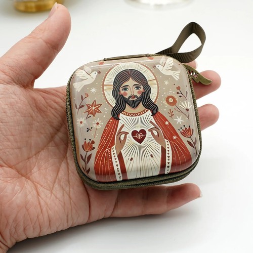 Virgin Mary Rosary Storage Bag Zipper Closure Portable Catholic Praying Supplies - Picture 16 of 42
