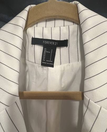 Women Forever 21 Striped Long Blazer Size Small - Picture 3 of 5