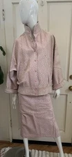 V.S.O.P. COGNAC VINTAGE '80's Pink Leather GLAM ROCK Jacket/Skirt Set Sz M 9/10