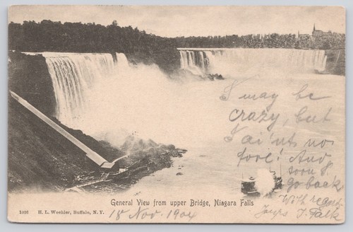 Cartolina Veduta Generale Ponte Superiore Cascate del Niagara NY 1904 - Foto 1 di 2
