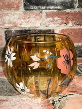 Yankee Candle 5" x 6.5" Flower Pumpkin Jar Glass Candle Holder White Daisy NIB