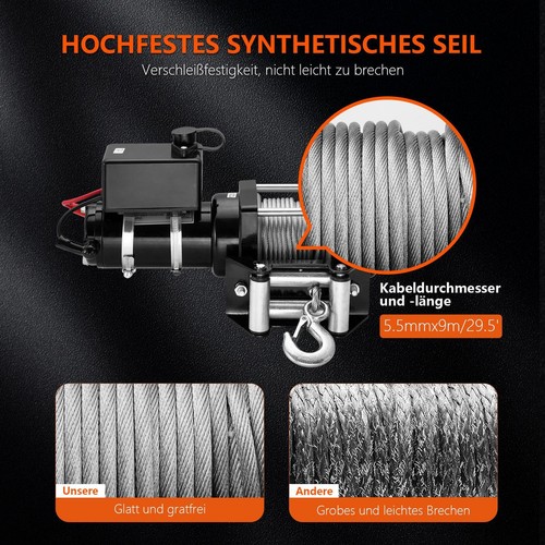 Elektrische Seilwinde 12V mit Funkfernbedienung – 2041 kg / 4500lbs Motorwinde - Bild 11 von 12