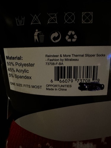 NEW Soft Red Thermal Knit Slipper Socks Reindeer/ Christmas One Size Anti Slip - Picture 4 of 9