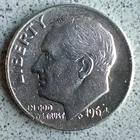 1964 Roosevelt Dime 90% Pure Silver 10C Fine Condition No Mint Mark Junk Silver
