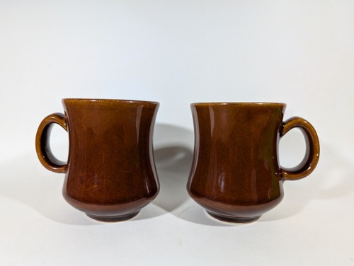 DCC USA Vintage Stone Ware BROWN Coffee Mug Cup Restaurant - 2 Mugs
