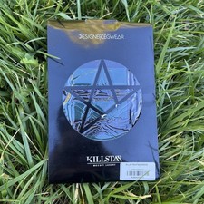 Killstar Gothic Emo Punk Split GREEN Stripe Black Solid Tights NWT