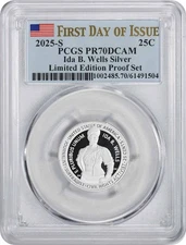 2025-S Ida B. Wells Women Washington Silver Quarter LESPS PR70DCAM FDOI PCGS