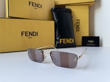 FENDI First FE4172US 32G Gold Crystal Brown Flash Mirror Sunglasses AUTHENTIC