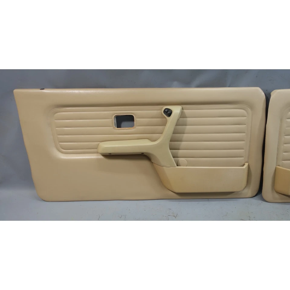 88-93 BMW E30 Convertible Front Interior Door Panel Pair Natur Beige Vinyl OEM - Image 3 of 4