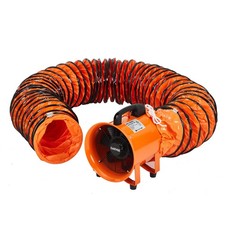 8" Utility Blower Fan 1100 CFM 3500 RPM 16.4ft Duct Hose Portable Exhaust Orange
