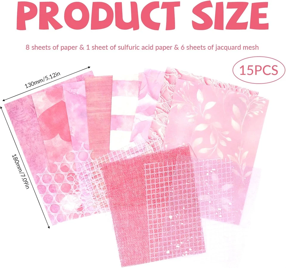 Paquete de 2 30 hojas de tela de malla de papel texturizado para álbum de recortes surtido - especialidad mixta Foto 2 de 4