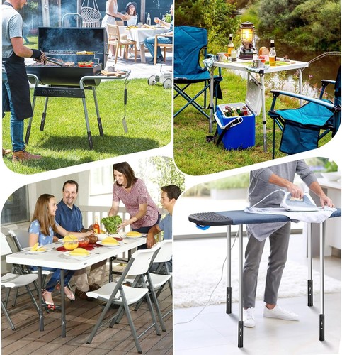 MAQUITA Folding Table Extenders, Highly Durable Steel Risers for Black  - Imagen 5 de 7