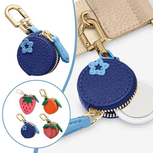 Fruit Shape Cherry Design Fruit Charm Coin Purse Blueberry Peach Cute Key C GXS - Picture 1 of 20