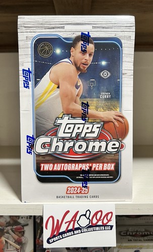 2024/25 Topps Chrome NBA Basketball Factory Sealed Hobby Box 2 Autos Lebron Auto