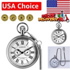 Elegant Men's Full Copper Mechanical Pocket Watch with Roman Numerals & Chain