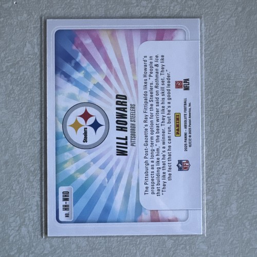 2025 Panini Absolute Football Hog Heaven Will Howard RC - Picture 2 of 2