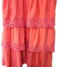 Old Navy Coral Swing Dress Women's Floral Boho Flowy Tiered Eyelet Ruffles X