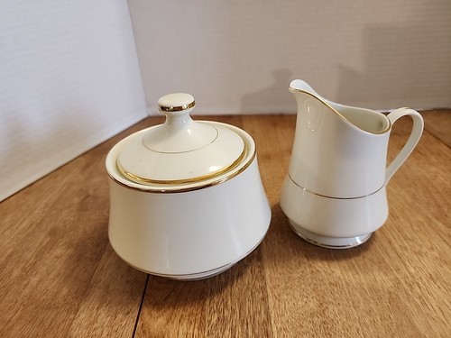 Royal Limited Golden Elfenbein Zuckerdose & Milchkännchen mit Goldrand Fine China of Japan  - Bild 1 von 10