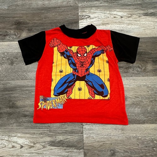 Vintage 1994 Wormser Spider Man Red Black Youth Boys 8 Marvel Comic T-Shirt - Picture 2 of 9