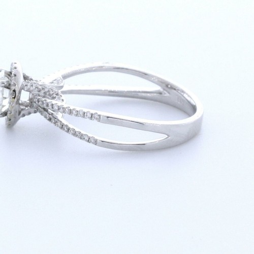 ANILLO DE ACENTO HALO PUNTA ORO BLANCO 18K CORTE REDONDO DIAMANTE CREADO EN LABORATORIO E/VS2 1,2 QUILATES - Imagen 3 de 3