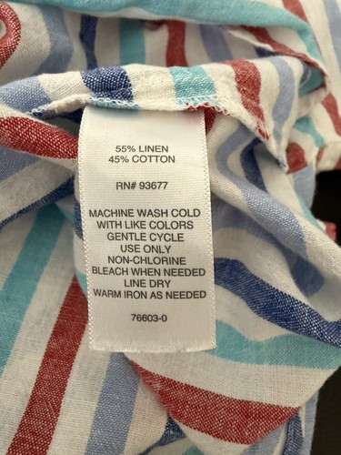 Liz Claiborne Top Womens Size XXL Striped Linen Cotton Beach Coastal Nautical - Picture 10 of 12
