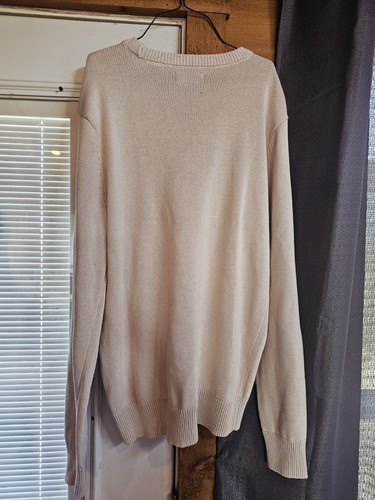 Chaps American Flag USA Sweater Mens Size Small Oatmeal Heather Crewneck NEW - Picture 7 of 9