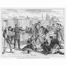 RUSSO-TURKISH WAR Wounded Turks Returning from the Front - Antique Print 1877
