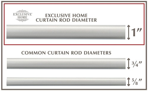 Curtains ER1003-01 66120 Rings 1" Curtain Rod and Finial Set, 66"-120", Matte... - Picture 4 of 5