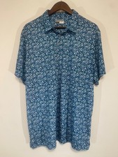PGA Tour Pro Series Men  s Performance Golf Shirt Size XL Green Blue White Floral