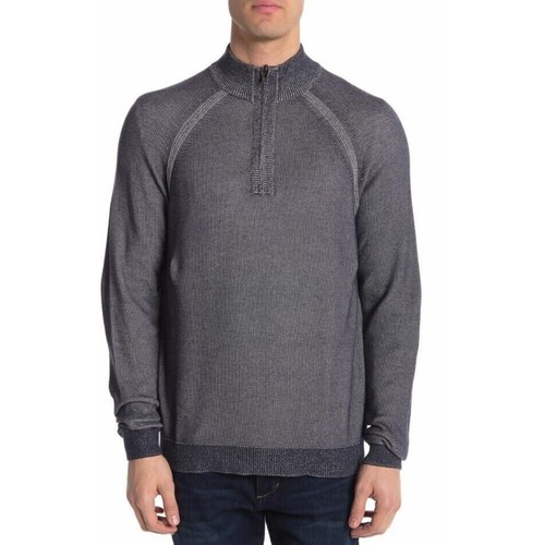 Tailor Vintage Mens Birdseye Reversible 1/4 Zip Knit Pullover in Navy MSRP $108 - Picture 3 of 5