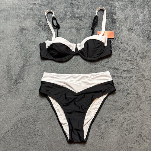 Cupshe x JoJo Colorblock Bügel Bikini Oberteil & V-Taille Unterteil Set Größe Medium - Bild 4 von 9